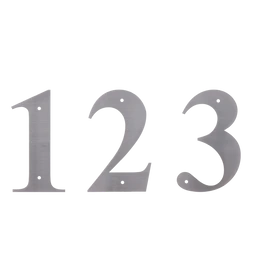 Číslo domovní 0-9, (127x1,5 mm), s dírami, broušená nerez K320 / AISI 304