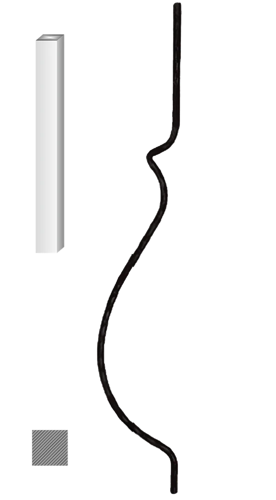 Kovaná výplň zábradlí H 1000 x L 170 mm,12 x 12mm,hladká ocel
