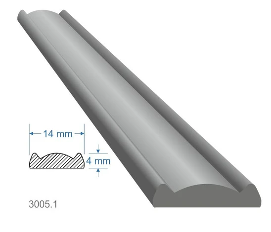 Pásovina plochá B, 14 x 3 x 2000 mm s obloučkem, na sponky, cena za KUS (2m)