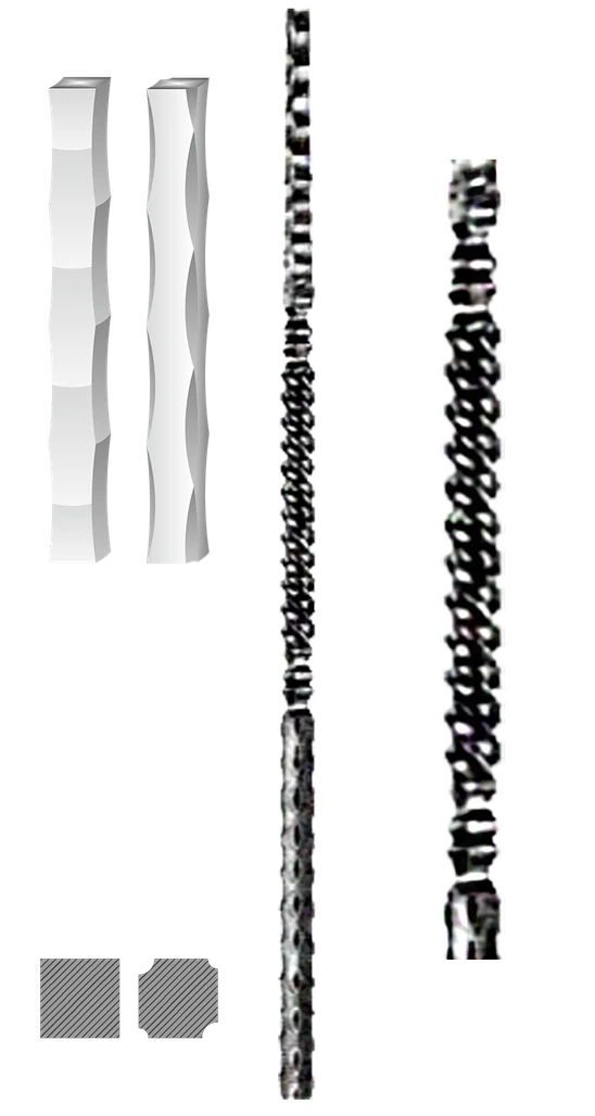 Kovaný sloupek zábradlí H 1300 mm, 25 x 25 mm