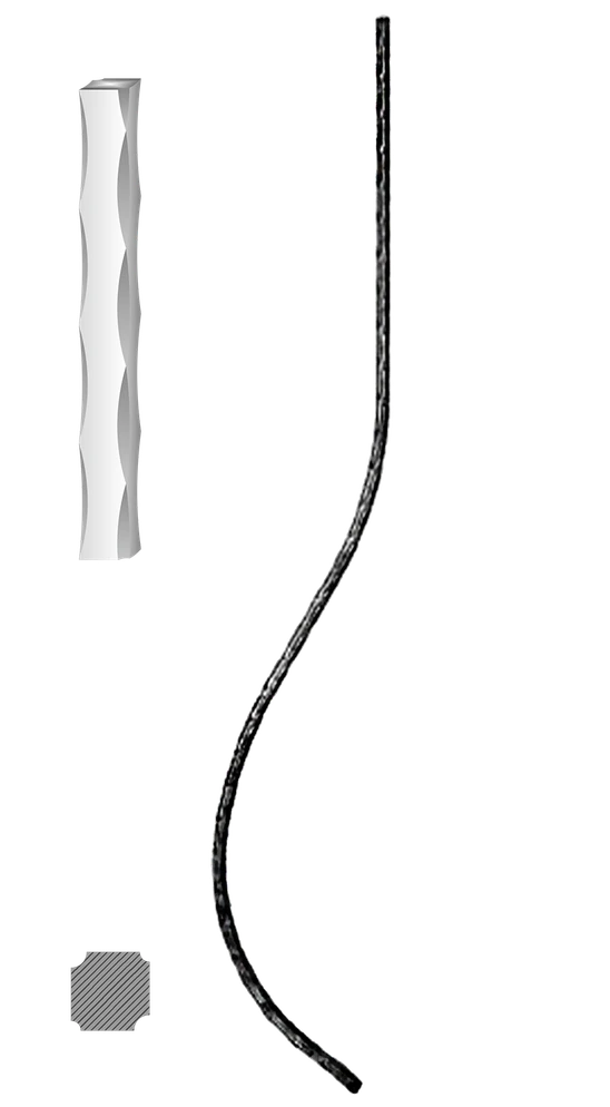 Kovaná výplň zábradlí H 1000xL160mm,12x12mm,válcovaná ocel