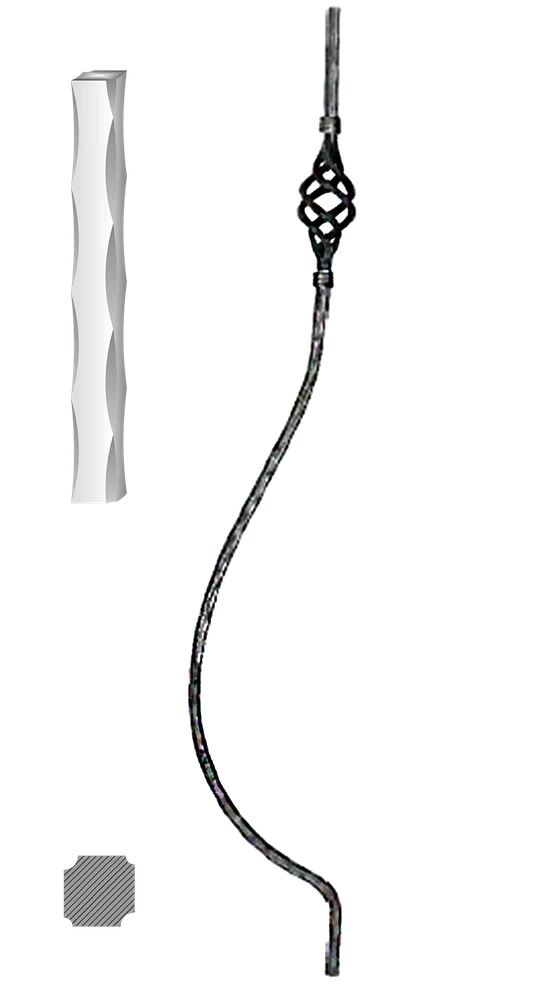 Kovaná výplň zábradlí H 1000xL160mm,12x12mm,válcovaná ocel