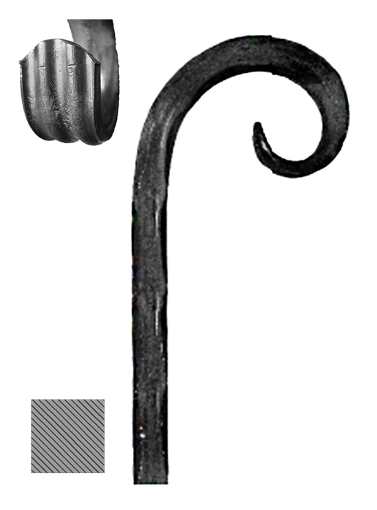Kovaný prvek 12 x 12 mm, 200 x 75 mm, hladký
