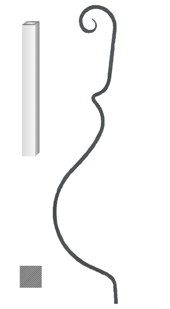 Kovaná výplň zábradlí H 1000xL220mm,12x12mm,hladká ocel
