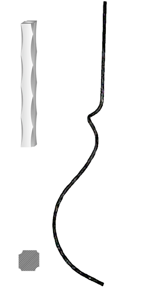 Kovaná výplň zábradlí H1000xL210mm,12x12mm,válcovaná ocel