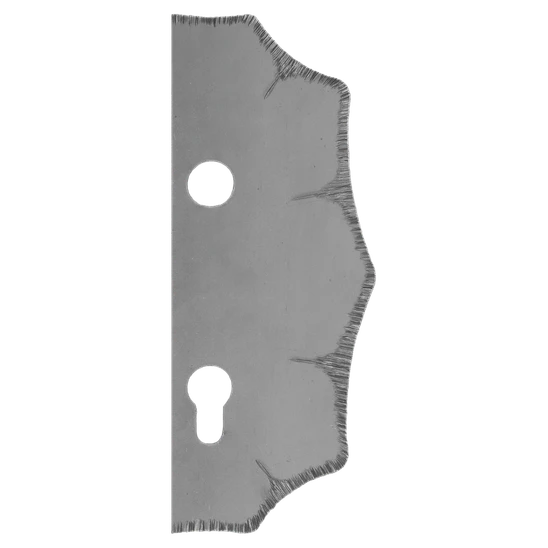 Štít 230x93x3mm s otvory, rozteč 90mm, otvor pro kliku ø 19,5mm, zdobený, pravý, pro zámek ZM90/80