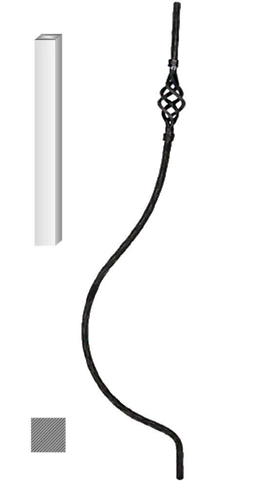Kovaná výplň zábradlí H 1000xL220mm,12x12mm,hladká ocel