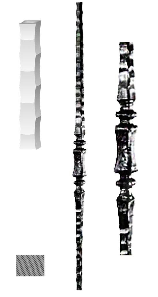 Kovaný sloupek zábradlí H 1300 mm, 25 x 35 mm