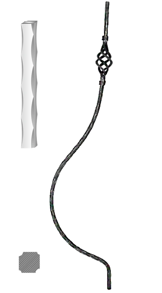 Kovaná výplň zábradlí H 1000xL210mm,12x12mm,válcovaná ocel