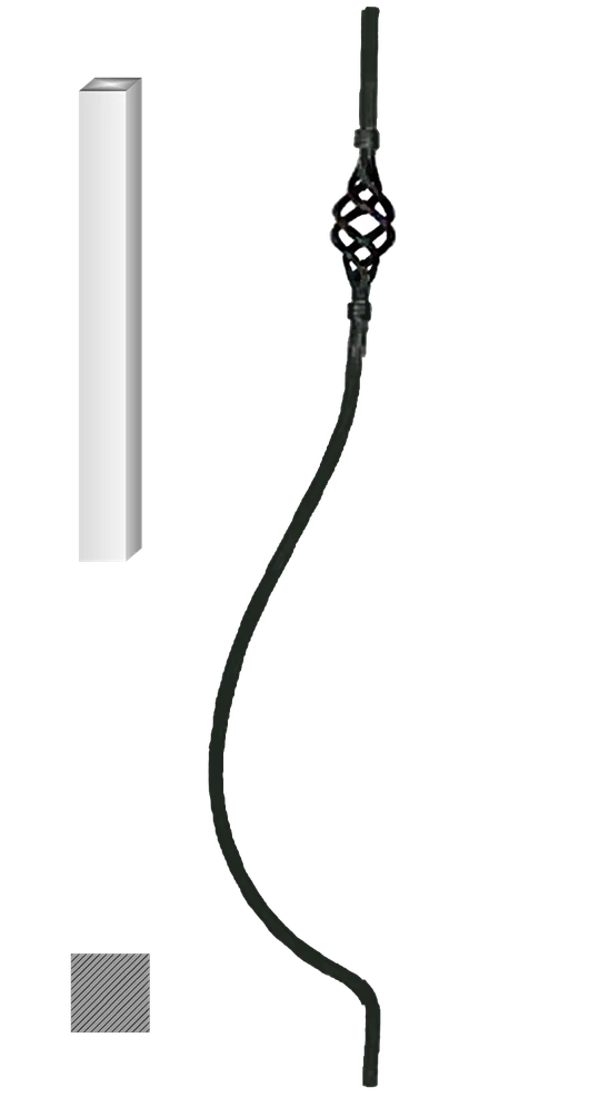 Kovaná výplň zábradlí H 1000xL170mm,12x12mm,hladká ocel