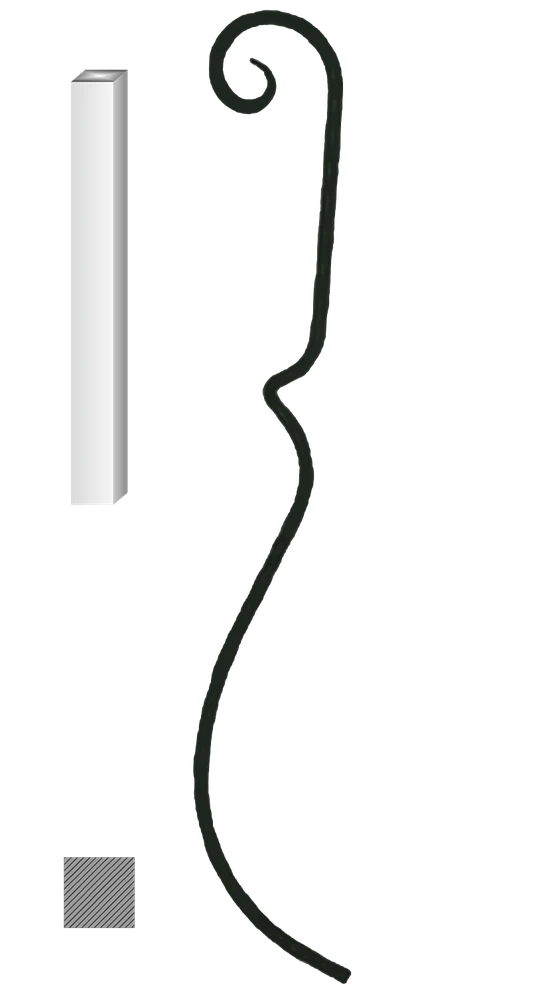 Kovaná výplň zábradlí H 1000xL170mm,12x12mm,hladká ocel