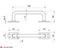 Madlo 180 x 57 mm, ø 14 mm, odsazení 50 mm, bez povrchové úpravy - slide 4