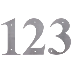 Číslo domovní 0-9, (156x1,5 mm), s dírami, broušená nerez K320 / AISI 304