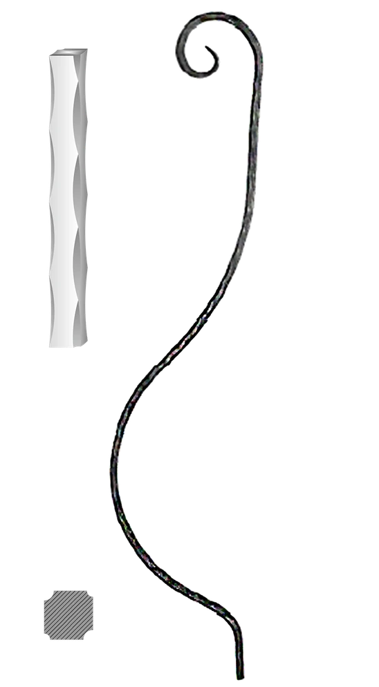 Kovaná výplň zábradlí H 1000xL210mm,12x12mm,válcovaná ocel