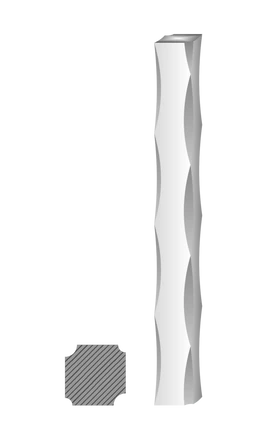 tyč čtvercová plná, černá S235, zdobená po hranách, šířka tyče 10 - 25mm