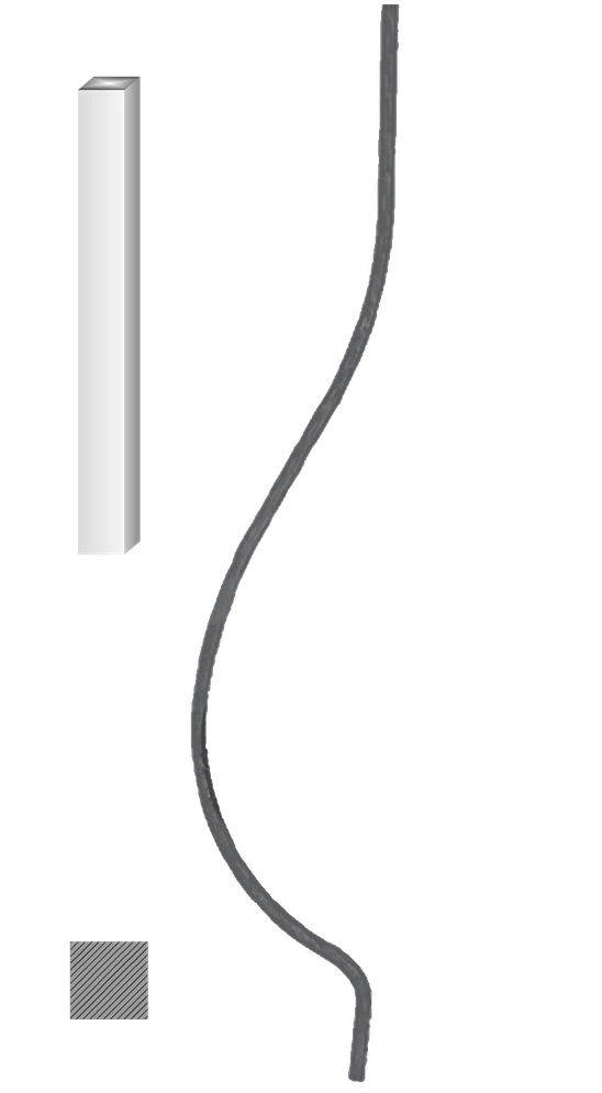 Kovaná výplň zábradlí H 900 x L 170 mm,12 x 12 mm,hladká ocel