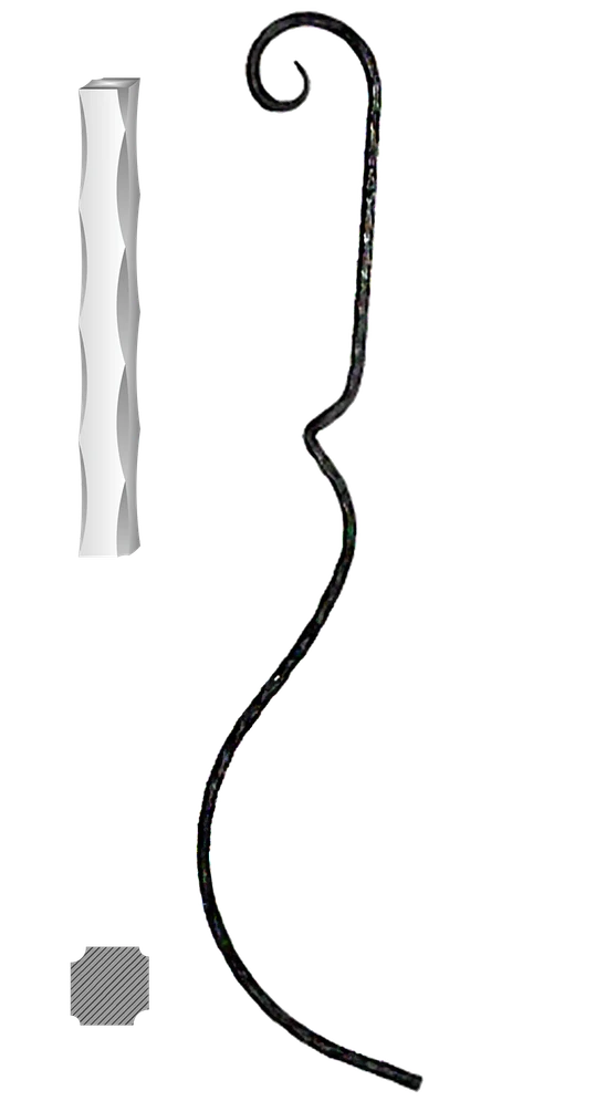 Kovaná výplň zábradlí H 1000xL210mm,12x12mm,válcovaná ocel