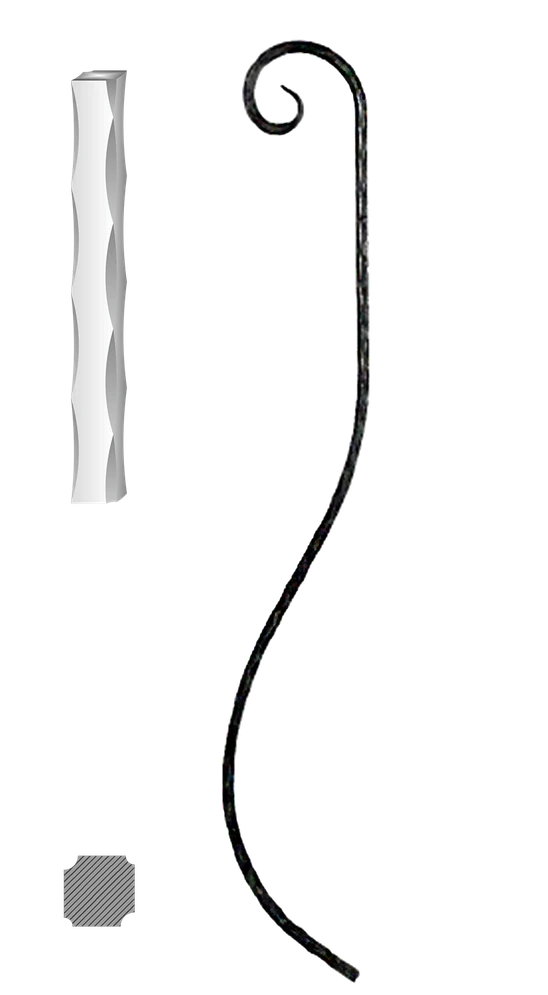 Kovaná výplň zábradlí H 1000xL160mm,12x12mm,válcovaná ocel