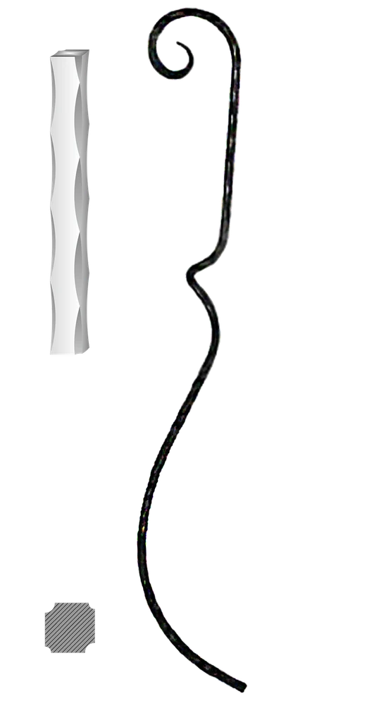 Kovaná výplň zábradlí H 1000xL160mm,12x12mm,válcovaná ocel